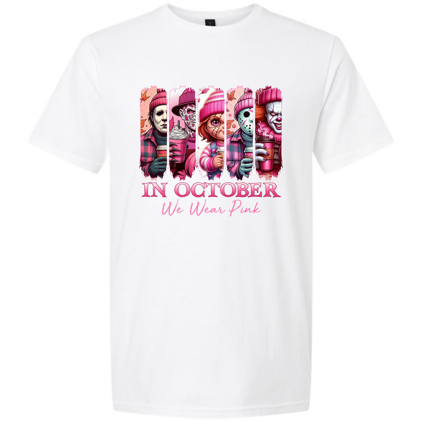 In October We Wear Pink Shirt | Friends Style Pink Awareness Tee | Breast Cancer Awareness Graphic T-Shirt