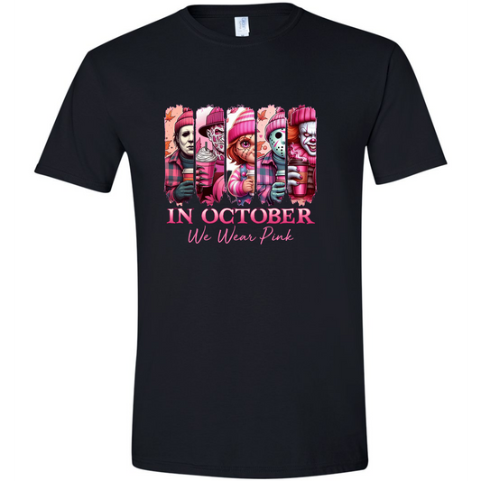 In October We Wear Pink Shirt | Friends Style Pink Awareness Tee | Breast Cancer Awareness Graphic T-Shirt